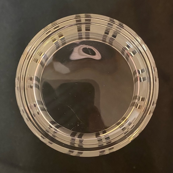 Set of 4 MCM Tapered Clear Glass 12 oz Cup with White Frosted Vertical Stripes - Picture 10 of 10